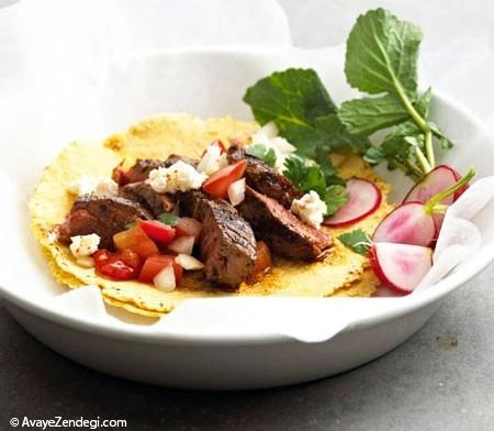 تاکو استیک، غذای مکزیکی با سبزیجات