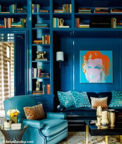 رنگ آبی در طراحی کتاب خانه