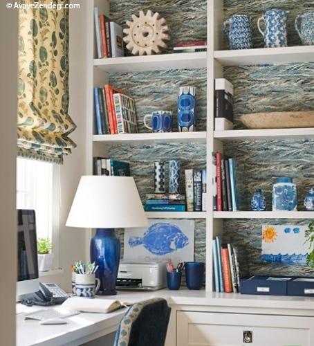 رنگ آبی در طراحی کتاب خانه 