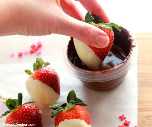  توت فرنگی های شکلاتی خوشمزه و رمانتیک 
