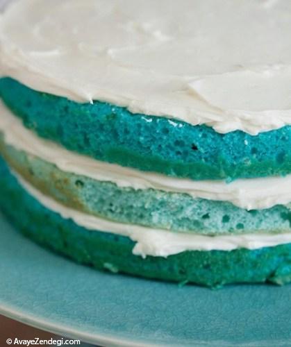  کیک وانیلی زمستانی با آبنبات های آبی 