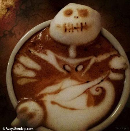 هنرنمایی جالب با کف قهوه 
