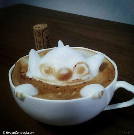 هنرنمایی جالب با کف قهوه 
