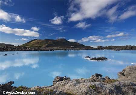 دریاچه‌ آب گرم با رنگی متفاوت در ایسلند