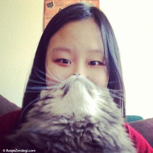 عکس های خنده دار از ترکیب صورت انسان و گربه 