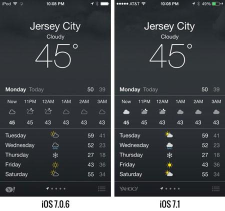 تفاوت iOS 7.1 را با 7.0.6 iOS مشاهده کنید 