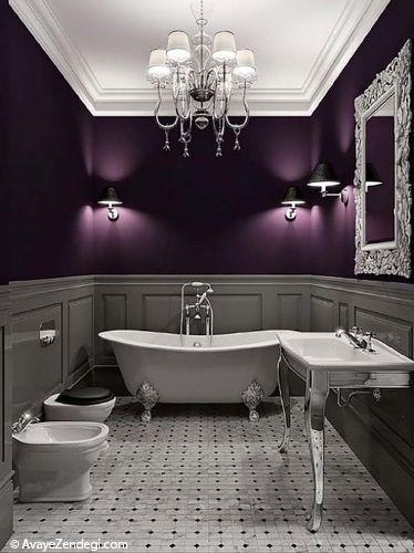 دکوراسیون حمام با رنگ های تیره 