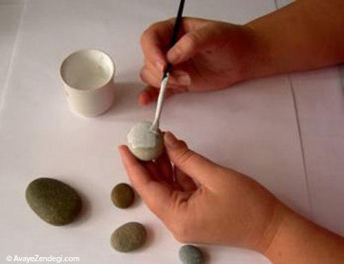 نقاشی کردن روی سنگ به شکل کفشدوزک
