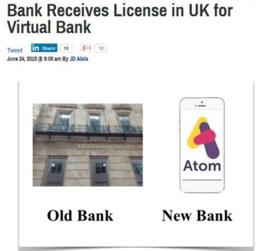 Atom Bank، نخستین بانک بدون شعبه جهان