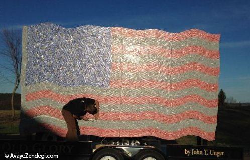 ساخت پرچم آمریکا با درب بطری نوشابه
