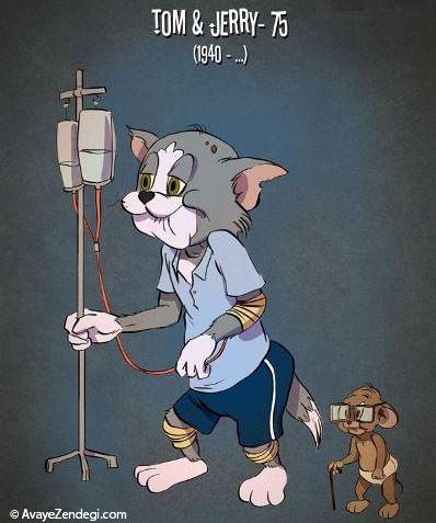 شخصیت های کارتونی در زمان پیری