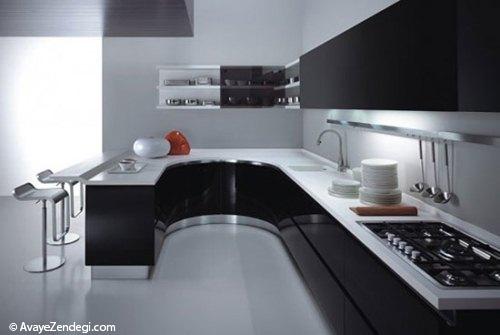 16 طرح برای آشپزخانه با تم سیاه و سفید
