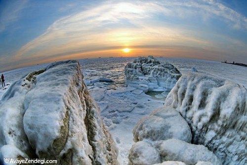  یخ زدن آب دریا در چین 