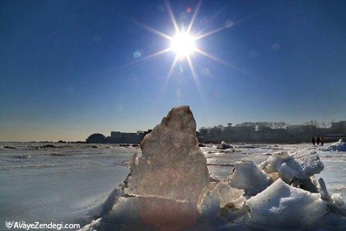  یخ زدن آب دریا در چین 