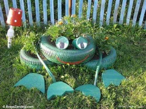 ایده های خلاقانه برای ساخت باغچه های لاستیکی با تایر