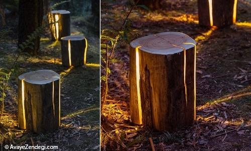 10 ایده ساخت محوطه های زیبا با کنده درخت
